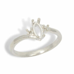 Marquise Accented Offset Band Pre-notched Ring Mounting