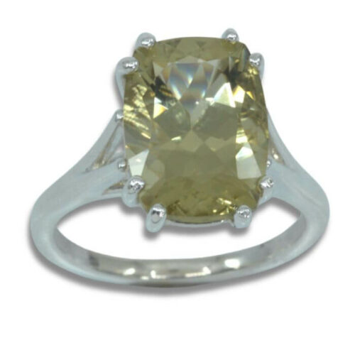 Oro Verde Citrine 14x10mm Cushion Split Cathedral Ring