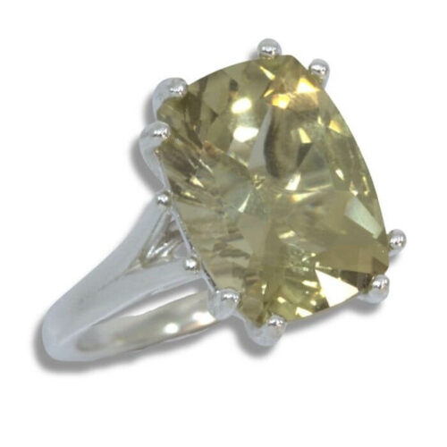 Oro Verde Citrine 14x10mm Cushion Split Cathedral Ring