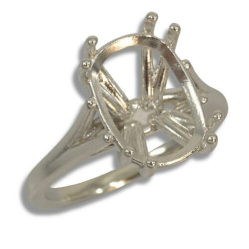 Elongated Cushion Split Cathedral Pre-notched Mounting - White Gold