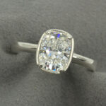 Lab Created Diamond Elongated Cushion 2.49ct E VVS2 Bezel Prong Ring