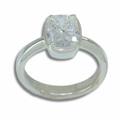 Lab Created Diamond Elongated Cushion 2.49ct E VVS2 Bezel Prong Ring