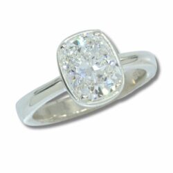 Lab Created Diamond Elongated Cushion 2.49ct E VVS2 Bezel Prong Ring