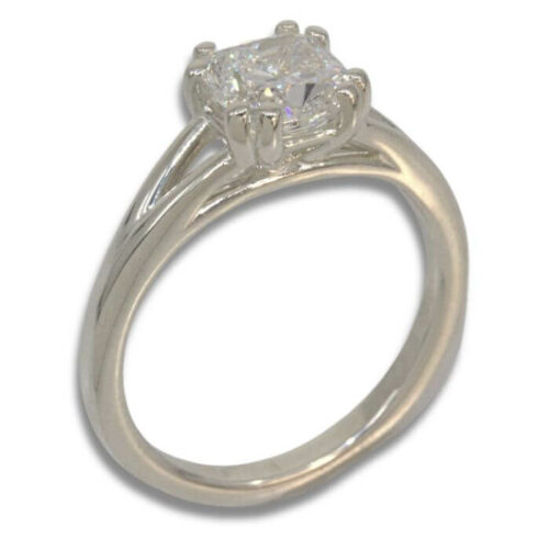 Lab Created Diamond Cushion Cut 1.83ct E VVS2 Split Cathedral Ring