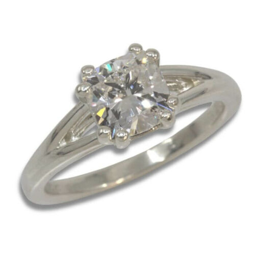 Lab Created Diamond Cushion Cut 1.83ct E VVS2 Split Cathedral Ring