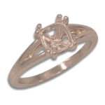 Square Cushion Split Cathedral Pre-notched Ring Mounting - Rose Gold