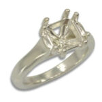 Princess Cut Solitaire Cathedral Pre-notched Ring Mounting - White Gold