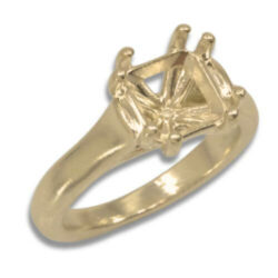 Princess Cut Solitaire Cathedral Pre-notched Ring Mounting - Yellow Gold