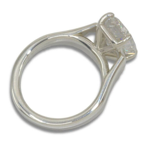 Lab Created Diamond 2.98ct E VS1 Emerald Cut Cathedral Ring