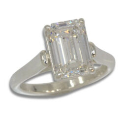 Lab Created Diamond 2.98ct E VS1 Emerald Cut Cathedral Ring