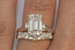 Lab Created Diamond 2.98ct E VS1 Emerald Cut Cathedral Ring
