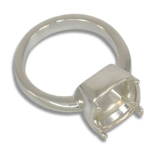 Cushion Cut Bezel Design with Prongs Pre-notched Ring Mounting