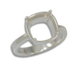 Cushion Cut Bezel Design with Prongs Pre-notched Ring Mounting - Sterling Silver