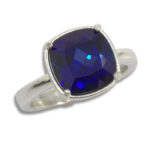 Cushion Cut Bezel Design with Prongs Pre-notched Ring Mounting - Lab Blue Sapphire