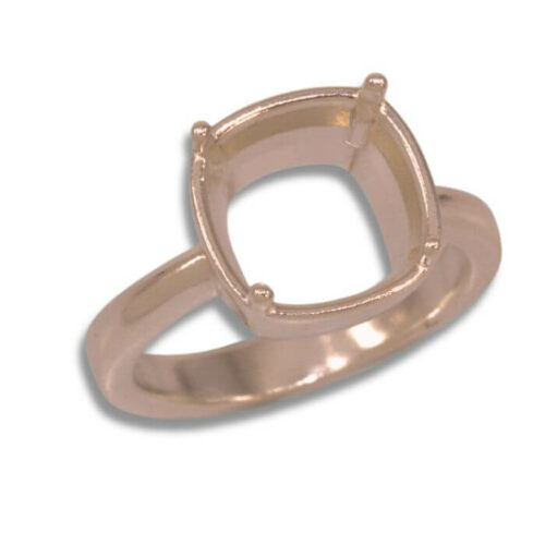 Cushion Cut Bezel Design with Prongs Pre-notched Ring Mounting - Rose Gold