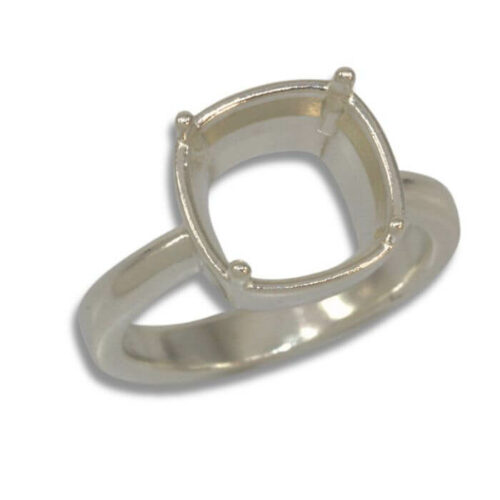 Cushion Cut Bezel Design with Prongs Pre-notched Ring Mounting - White Gold