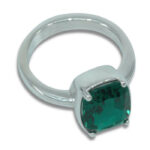Lab Emerald 11x9mm Cushion Bezel Prong Ring