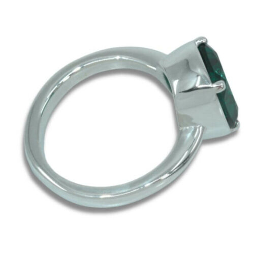 Lab Emerald 11x9mm Cushion Bezel Prong Ring