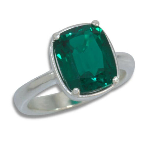 Cushion Bezel Design with Prongs Pre-notched Ring Mounting - Lab Created Emerald