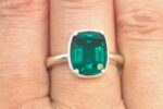 Cushion Bezel Design with Prongs Pre-notched Ring Mounting - Lab Created Emerald