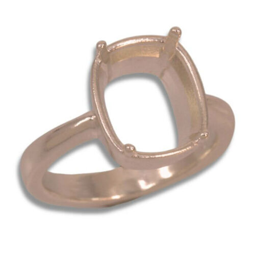 Cushion Bezel Design with Prongs Pre-notched Ring Mounting - Rose Gold
