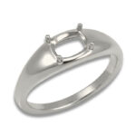 Elongated Cushion Solitaire Dome Pre-notched Ring Mounting - Sterling Silver