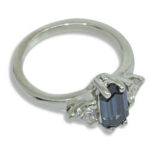 Dark Blue Moissanite Hexagon Trillion Accent Ring