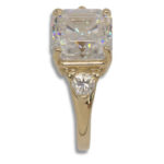 Three Stone Asscher Cut Moissanite Ring