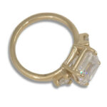 Three Stone Asscher Cut Moissanite Ring