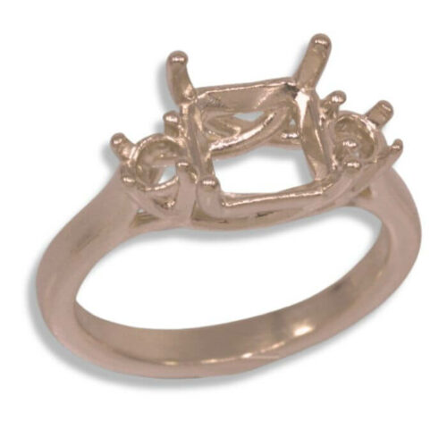 Octo Square Accented Trellis Pre-notched Ring Mounting - Rose Gold