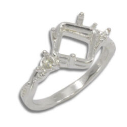 Princess Cut Accented Twist Milgrain Pre-notched Ring Mounting