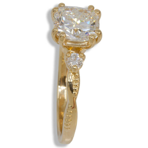 Cushion Cut Accented Twist Milgrain Pre-notched Ring Mounting - Lab Diamond