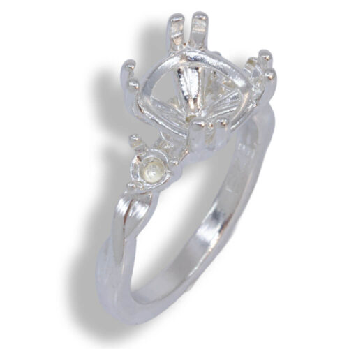 Cushion Cut Accented Twist Smooth Pre-notched Mounting