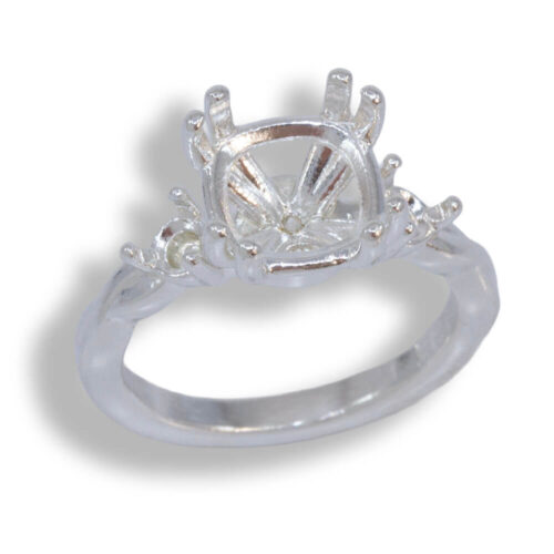 Cushion Cut Accented Twist Smooth Pre-notched Mounting
