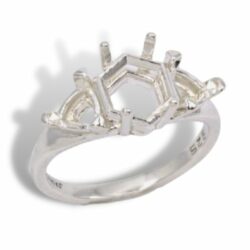 Hexagon Trillion Accented Pre-notched Ring Mounting