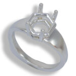 Hexagon Wide Band Solitaire Pre-notched Ring Mounting