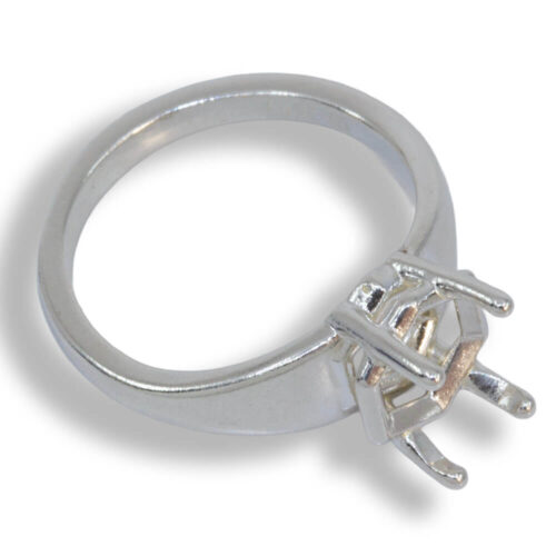 Hexagon Wide Band Solitaire Pre-notched Ring Mounting