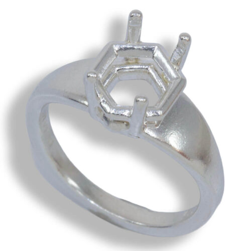 Hexagon Wide Band Solitaire Pre-notched Ring Mounting