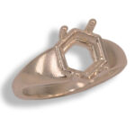 Hexagon Wide Band Solitaire Pre-notched Ring Mounting - Rose Gold