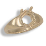 Hexagon Wide Band Solitaire Pre-notched Ring Mounting - Yellow Gold