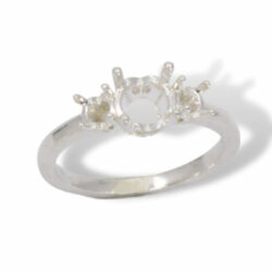 Three Stone Tulip Design Pre-notched Ring Mounting