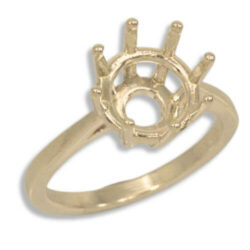 Round Deep Cut 8 Prong Pre-notched Ring Mounting - Yellow Gold