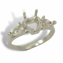 Heart with Pear Accents Pre-notched Ring Mounting