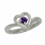 Eva - Natural Gemstone 3mm Round Heart Design Ring