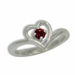 Eva - Natural Gemstone 3mm Round Heart Design Ring