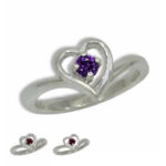 Eva - Natural Gemstone 3mm Round Heart Design Ring