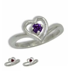 Eva - Natural Gemstone 3mm Round Heart Design Ring