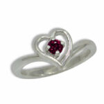 Eva - Natural Gemstone 3mm Round Heart Design Ring
