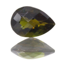 Deep Golden Green Tourmaline 1.06ct Pear Checker Top