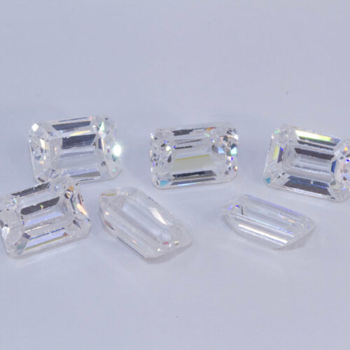 White Cubic Zirconia Emerald Step Cut - Clearance